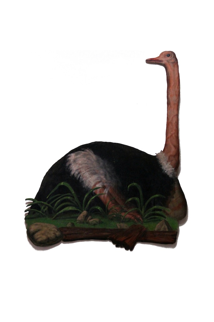 Vogel Strauß, 2005, Dispersion auf Holz, 142x100cm